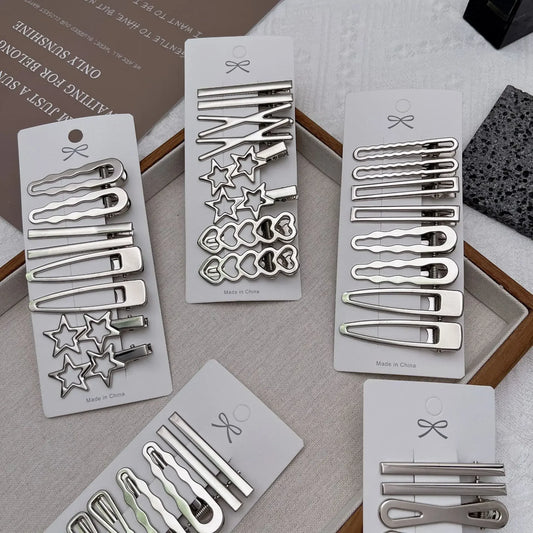 Stylish Silver Metal Duckbill Hair Clips for Women and Girls - Y2K Bangs Accessories