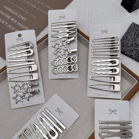 Stylish Silver Metal Duckbill Hair Clips for Women and Girls - Y2K Bangs Accessories