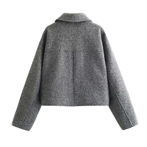 MUJER Tweed Cropped Jassen voor Dames – Stijlvolle Herfst Winter Korte Jas