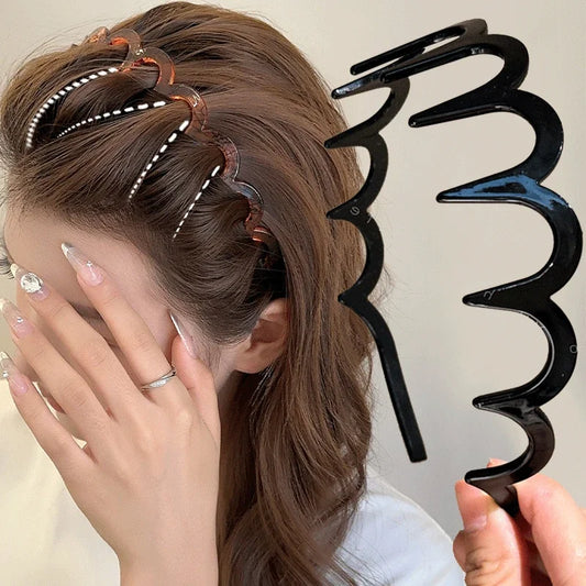 Mode golvende hoofdbanden voor vrouwen - antislip effen haaraccessoires 