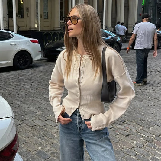 Tuularose Dames Lente Cardigan - Casual Effen Gebreide Trui voor Stijlvolle Straatmode 