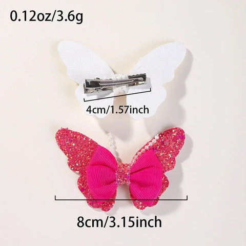 Rainbow Bows 3.15'' Glitter Butterfly Hair Clips for Women and Girls – Cute Barrettes for Kids