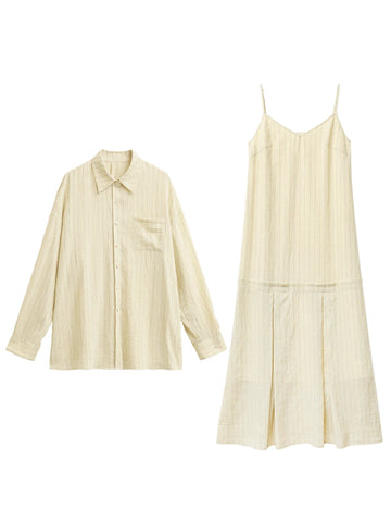 CHIC VEN Women Dress Sets - Stripe Shirt & Loose Casual Dress
