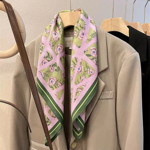 2025 Luxury Silk Skinny Scarf with Cat Print