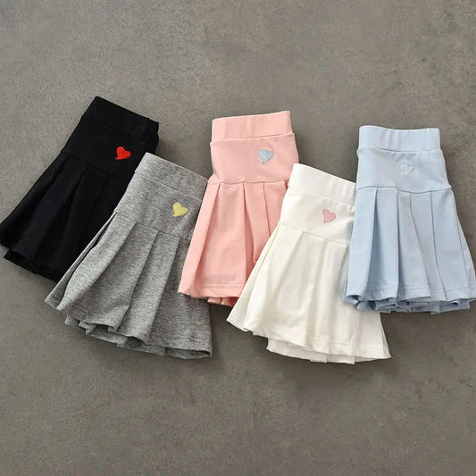 Kids Girls Pleated Culottes Skirt with Safety Pants