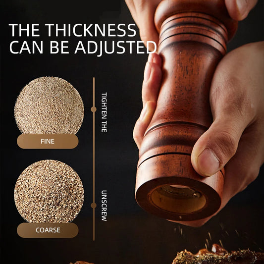 Classical Oak Wood Pepper Spice Mill Grinder Set - Adjustable Ceramic Grinding Core