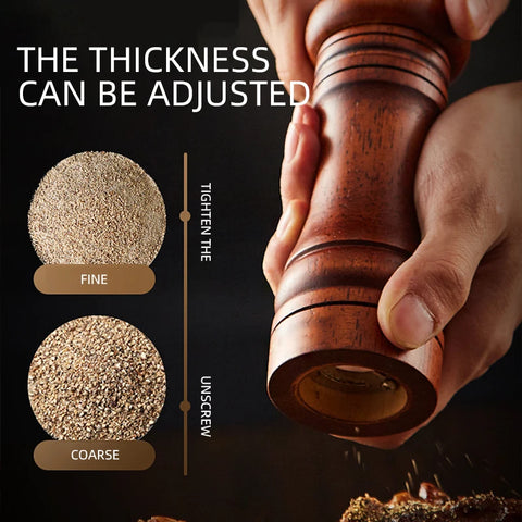 Classical Oak Wood Pepper Spice Mill Grinder Set - Adjustable Ceramic Grinding Core