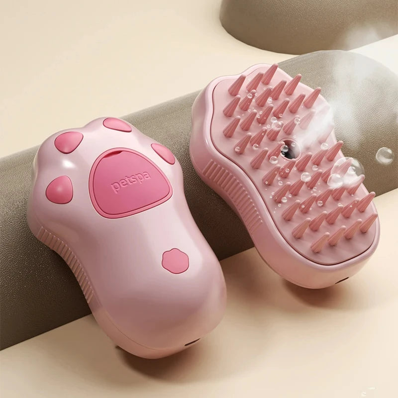 3 in 1 Electric Steam Brush for Dogs and Cats - Grooming Tool with Spray and Massage Features