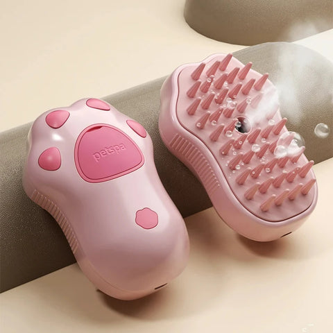 3 in 1 Electric Steam Brush for Dogs and Cats - Grooming Tool with Spray and Massage Features