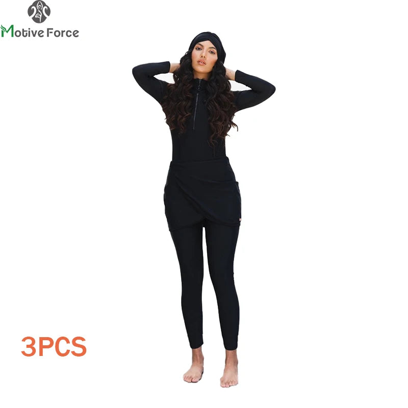 Muslim Modest Long-Sleeve Burkini Swim Set