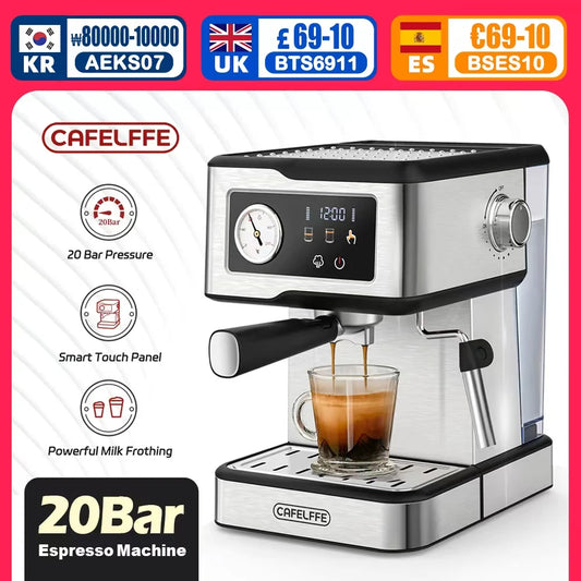 Cafelffe Stainless Steel Espresso Coffee Machine with Milk Frother