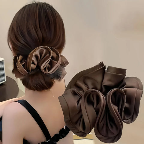 Korean Big Hair Tie Ribbon Scrunchies - Elegant Satin Elastic Hair Accessories for Women