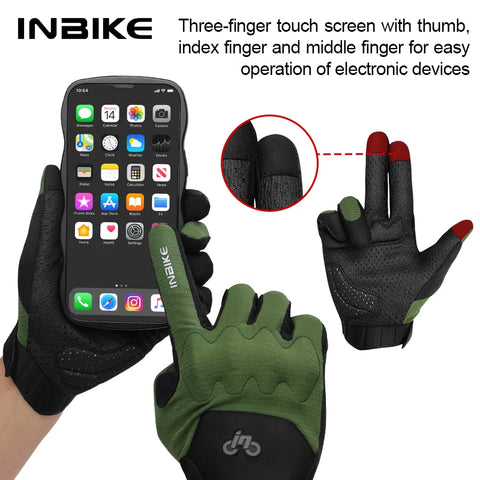 INBIKE MTB-fietshandschoenen - Hoge elasticiteit, volledige vinger, touchscreen, fietsaccessoires