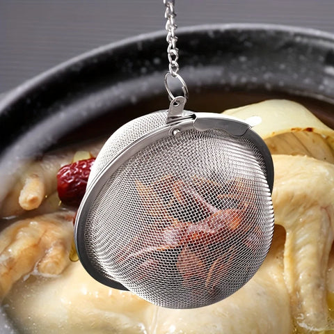 304 RVS gearomatiseerde filterbal - thee- en soepinfuser met verlengkettinghaak 