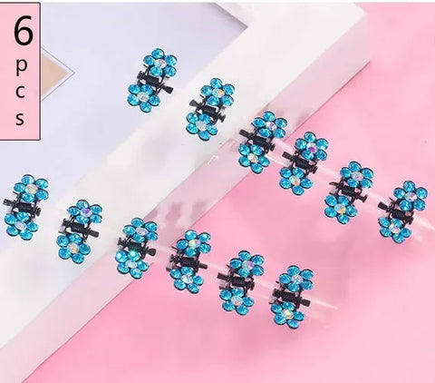 6 stuks mini-haarspeldjes met strass - antislip bloemenhaaraccessoires voor vrouwen en meisjes