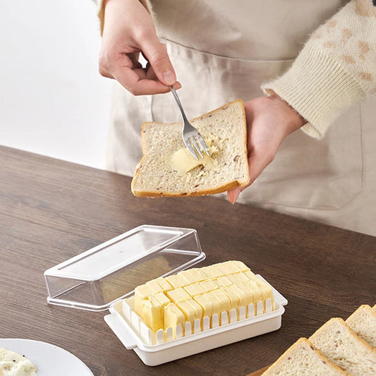 Butter Cutter Box - Cheese and Butter Storage Container with Lid for Refrigerator