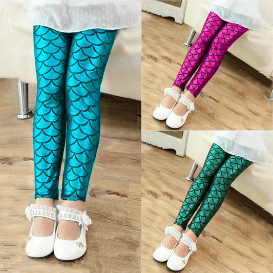 Colorful Fish Scales Leggings for Girls