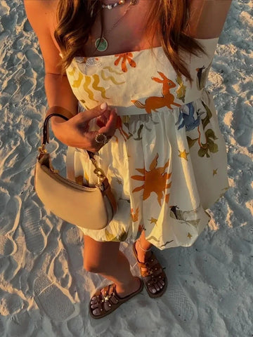 MUJER Print Slip Mini Dress for Women