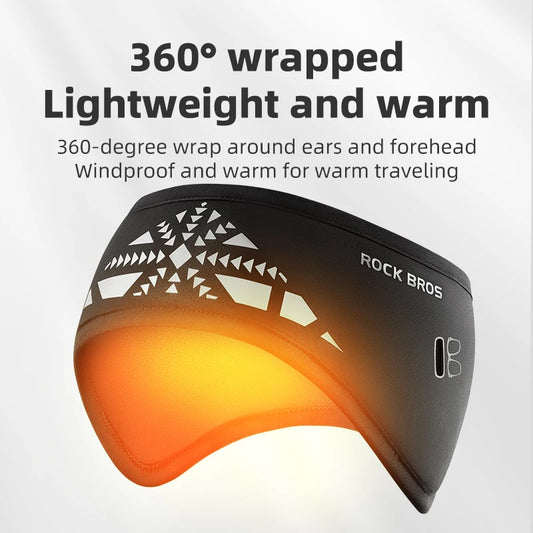ROCKBROS Outdoor Cycling Headband Ear Warmer for Men - Winter Windproof Earmuffs & Sweatband