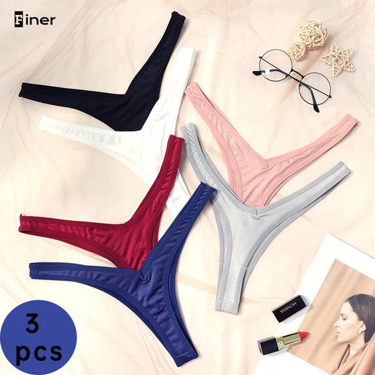 Seamless Thongs Solid Thong Panties for Women - Soft Silk Tangas