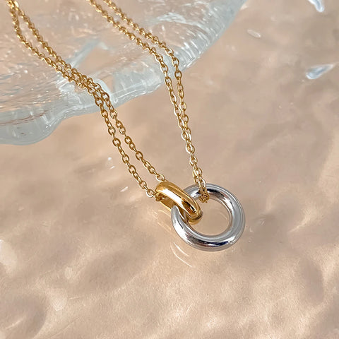 eManco 316L Stainless Steel Two-Color Pendant Necklaces for Women - Trendy Chokers for Fashion Festivals and Parties
