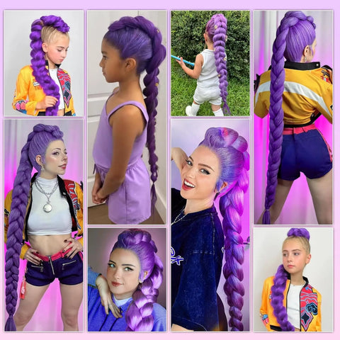 Long Purple Braiding Hair - Pre-Stretched Synthetic Extensions for Stunning Styles