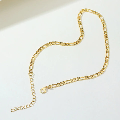 Figaro Chain Necklace - Stainless Steel Gold Color Choker for Women & Girls in Multiple Lengths