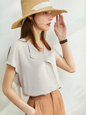AMII Minimalism Chiffon Shirts & Blouses