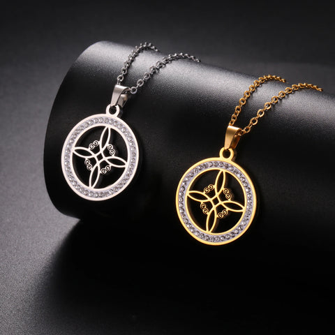 Skyrim Witchcraft Witch Knot Necklace - Stainless Steel Amulet with Clear Zircon Pendant | Perfect Wicca Jewelry Gift