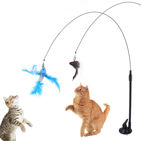 Interactief kattenspeelgoed: simulatievogel met bel en zuignap