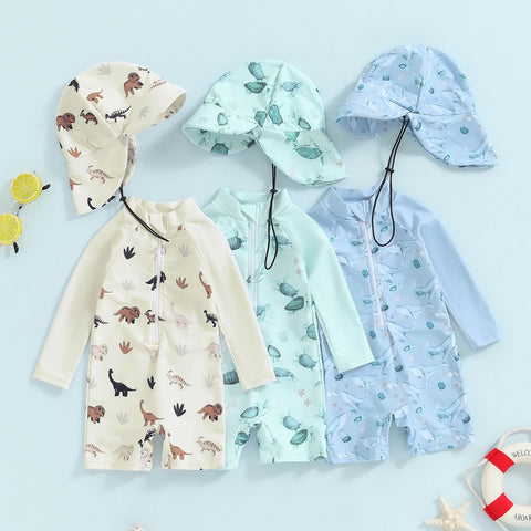 Toddler Baby Boy Whale Print Swimwear Set