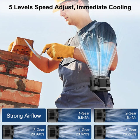 Portable Waist Fan 20000mAh Outdoor Hanging Neck Fan with Power Bank - Perfect for Sports and Work