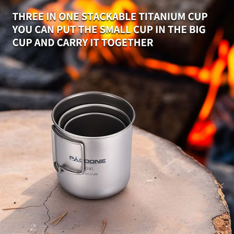 PACOONE Titanium Camping Mug - Lightweight Travel Cookware for Outdoor Adventures