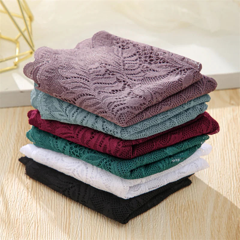 FINETOO 4pcs Lace Floral Boyshorts Underwear for Women