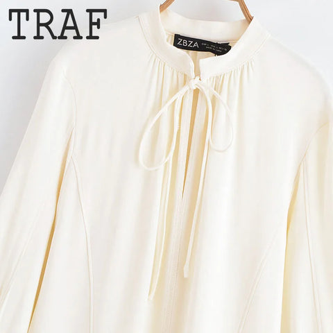 TRAF Bow Lace Up Elegant Long Dresses For Women