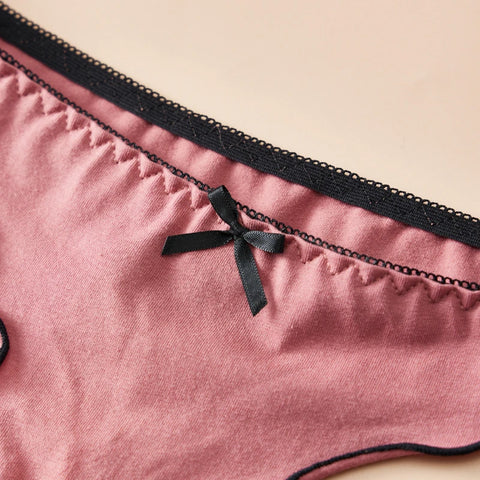 4-Piece Women's Cotton Solid Color Thong Set - Sexy & Comfortable Low-Waist Underwear