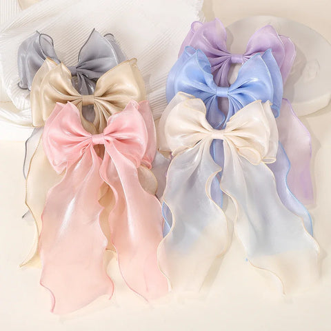 1 STUKS Meisjes Blauw Roze Grote Strik Lint Haarspeld - Elegante Lente Zomer Haaraccessoires 