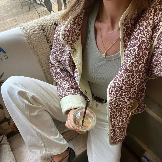 TARUXY Bloemenprint Jassen Voor Dames - Modieuze Slanke Jas met Zakken