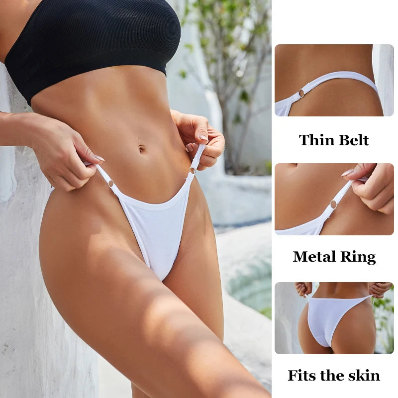 FINETOO 4Pcs Women's Cotton Panties with Metal Ring Waist