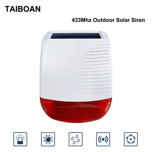 TAIBOAN 433MHz Wireless Solar Strobe Siren