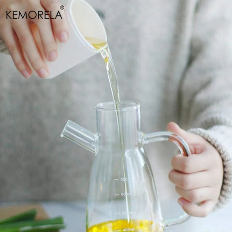 KEMORELA 1PC Glazen Olijfolie Fles - Lekvrije Kruidencontainer voor Keuken, BBQ en Picknicks