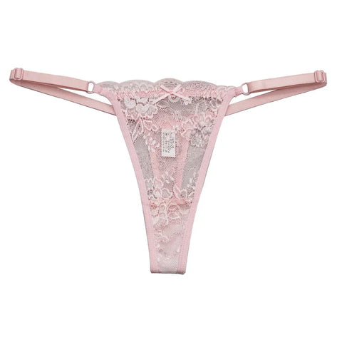 5 PCS Set Adjustable Waistband Sexy Lace Thongs for Women - Transparent G-string Panties