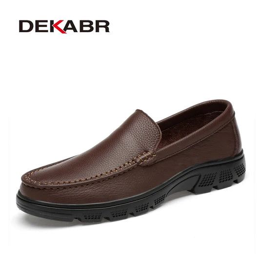 DEKABR Echtes Leder Handgefertigt Atmungsaktiv Bequem Arbeitsschuhe Herren Freizeitschuhe Outdoor Loafer Slip on Herrenschuhe Größe 37-47 