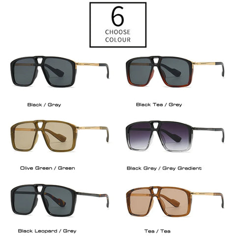 SHAUNA Retro pilotenzonnebril met dubbele brug - UV400-verloop, unisex zonnebril met klinknageldetail