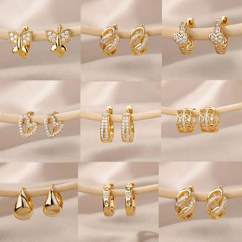 Stainless Steel Earrings for Women - Geometric Butterfly Twist Heart Zircon Minimalist Wedding Aesthetic Jewelry Gift 2023