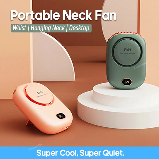 Mini Portable Outdoor Hand Fan - USB Rechargeable Hanging Neck Fan with 2000mAh Battery