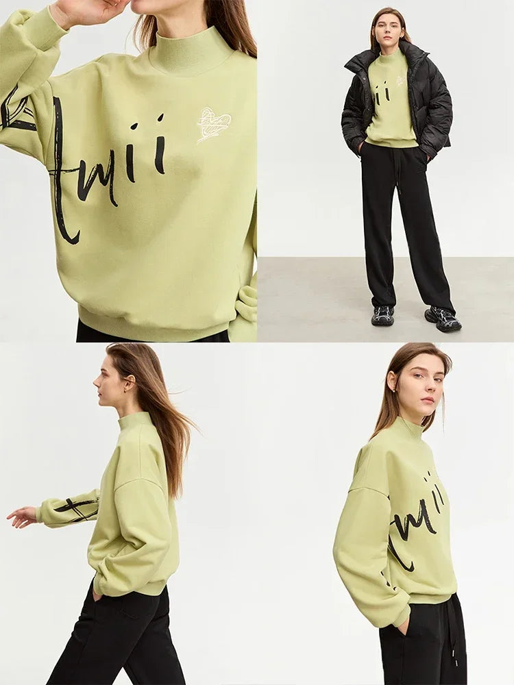AMII Minimalist Lamb Fleece Hoodie for Women