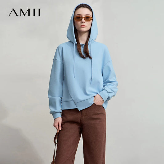 AMII Minimalist Women Hoodie Cotton 2025