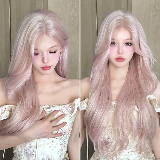 Pink Wavy Cosplay Wig for Women