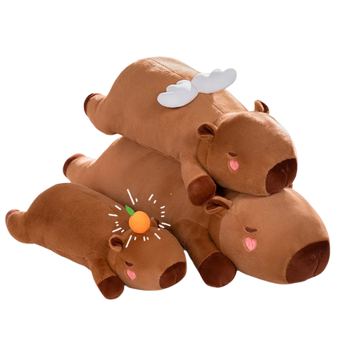 Giant Capybara Plush Toy – Stuffed with Angel Wings & Heart Cheeks, Hug Pillow for Napping & Décor
